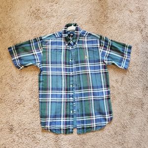 RALPH LAUREN POLO. BUTTON DOWN SHORT SLEEVE SHIRT. BOYS SIZE L. PLAID.